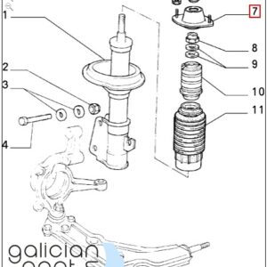 Tassello supporto ammortizzatore anteriore lancia delta hf integrale r.86 = cod fiat 82429601